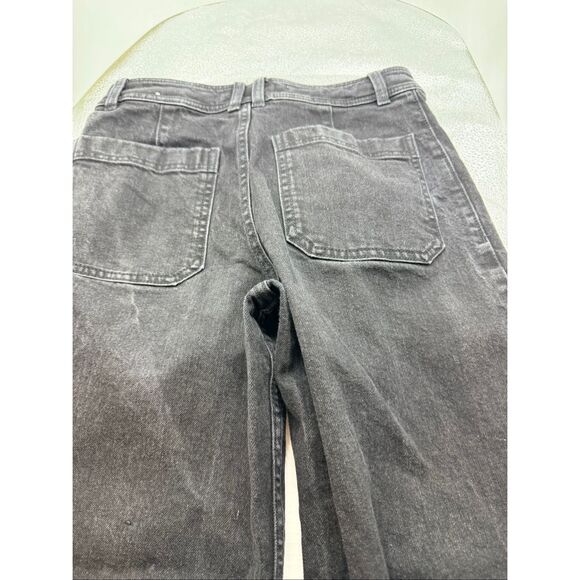 MNG by Mango Women's Size 4 Catherine Black Wide Leg Flared Distressed Hem Jeans - Picture 5 of 10